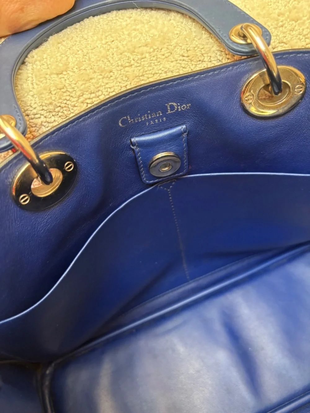 Christian Dior Diorissimo Tote in Hot Pink, Royal Blue & Python Pre-Owned